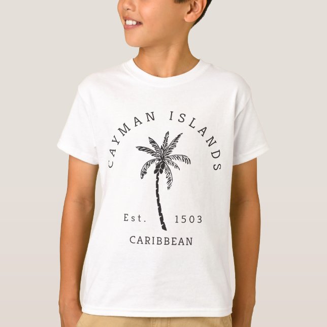 Camiseta Árvore de Palm de Praia Original das Ilhas Cayman  (Frente)