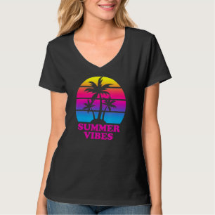 Camiseta Árvore de Palma Colorida Retro Vacina Retro Praia