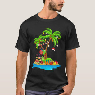 Camiseta Árvore de Palma de Natal Correspondência de Coco d