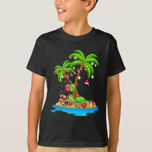 Camiseta Árvore de Palma de Natal Correspondência de Coco d
