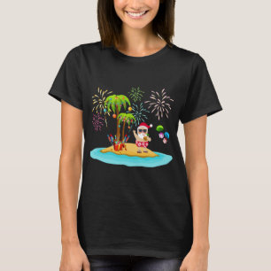 Camiseta Árvore de Palma de Natal decorada Xmas Coconu trop