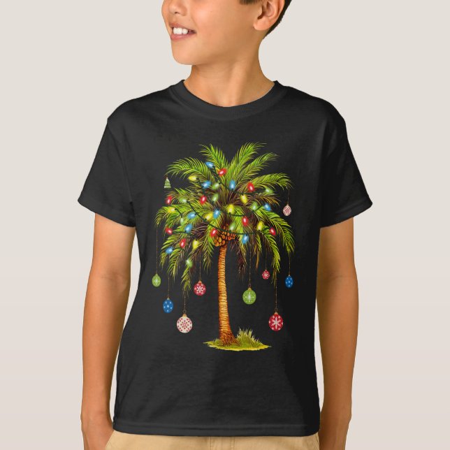 Camiseta Árvore de Palma de Natal Light Hawaiai Tropical Xm (Frente)
