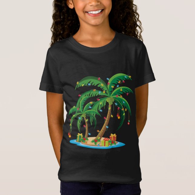 Camiseta Árvore de Palma de Natal Tropical Xmas Gift Coconu (Frente)