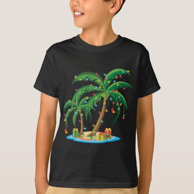 Camiseta Árvore de Palma de Natal Tropical Xmas Gift Coconu (Frente)