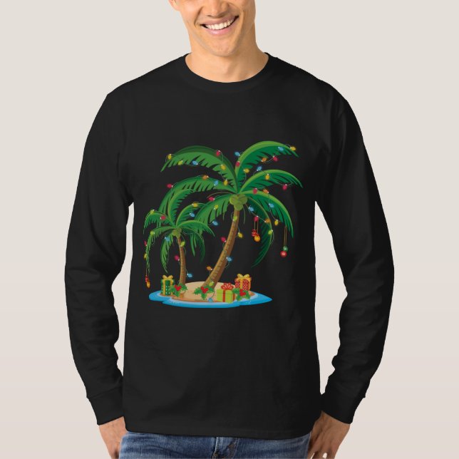 Camiseta Árvore de Palma de Natal Tropical Xmas Gift Coconu (Frente)