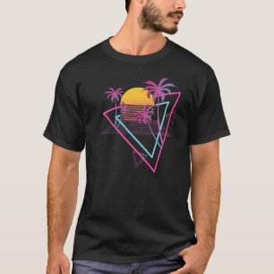 Camiseta Árvore de Palma Estética Vaporwave Sunset Beach Re