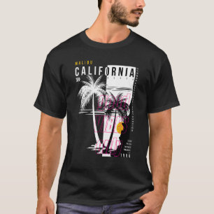 Camiseta Árvore de Palma Negra, Califórnia Malibu