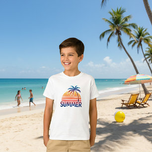 Camiseta Árvore de palmeira pôr do sol retrô de verão
