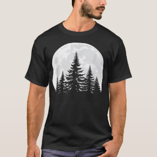 Camiseta Árvore de pinheiro de lua cheia ao ar livre Nature
