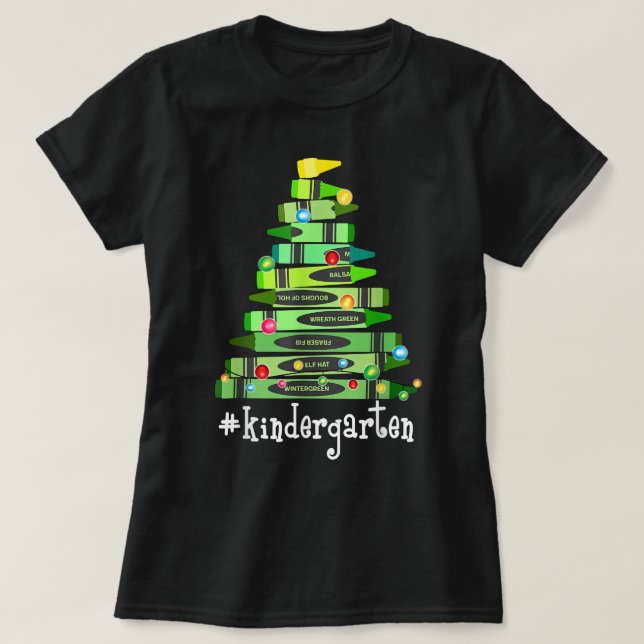 Camiseta Árvore de Professores do Jardim de Infância Natal  (Frente do Design)