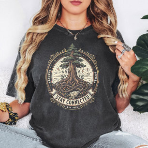 Camiseta Árvore de Raízes Conectadas Emblema de Poder