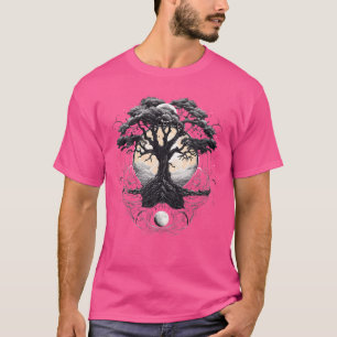 Camiseta Árvore de Triângulo Geométrico Vida Yin Yang Fase 