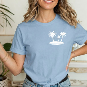 Camiseta Árvore de Verão Azul Claro Minimalista férias