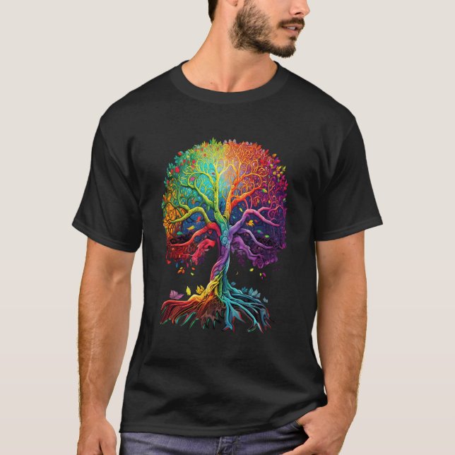 Camiseta Árvore De Vida Com Cores Arco-Íris (Frente)