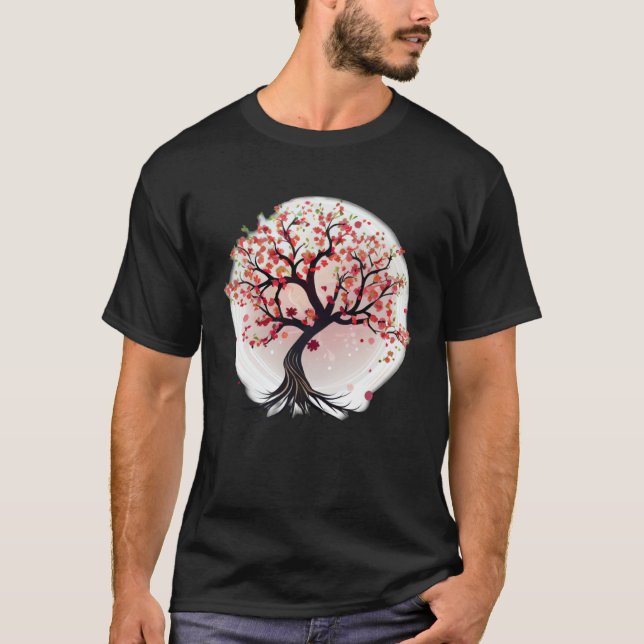 Camiseta Árvore de Vida do Floresta Cerejeira Inspirada Jap (Frente)