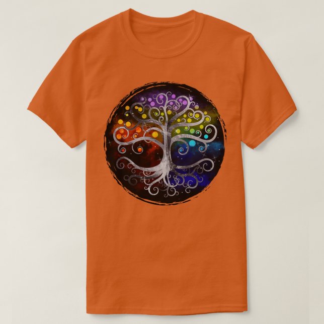 Camiseta Árvore de vida Silver Swirl (Frente do Design)