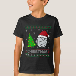 Camiseta Árvore de Voleibol Iluminação Feia de Natal Suor