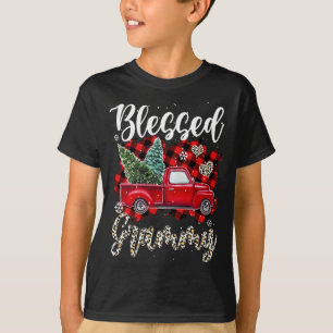 Camiseta Árvore de Xadrez de Caminhão Vermelho Xmas Bendê F
