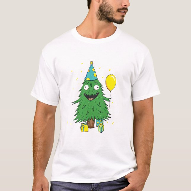 Camiseta Árvore do aniversário do Natal (Frente)