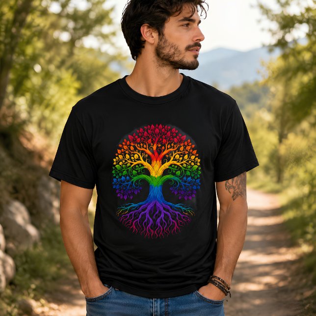 Camiseta Árvore do Arco-íris da Vida Artística Vibrante (Criador carregado)