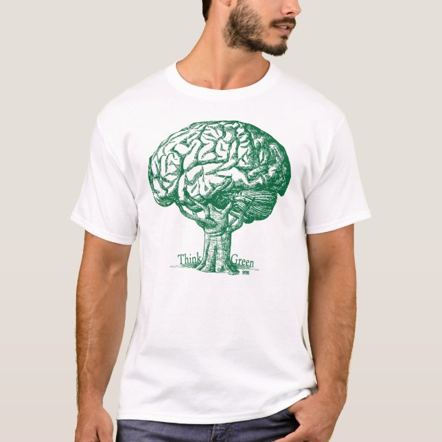 Camiseta Árvore do cérebro do pense verde (Frente)