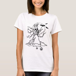 Camiseta Árvore do Dia das Bruxas com Maravilhas, Lua e Bom