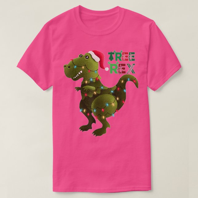 Camiseta Árvore do Dinossauro de Natal Re Pajamas Men Boas  (Frente do Design)
