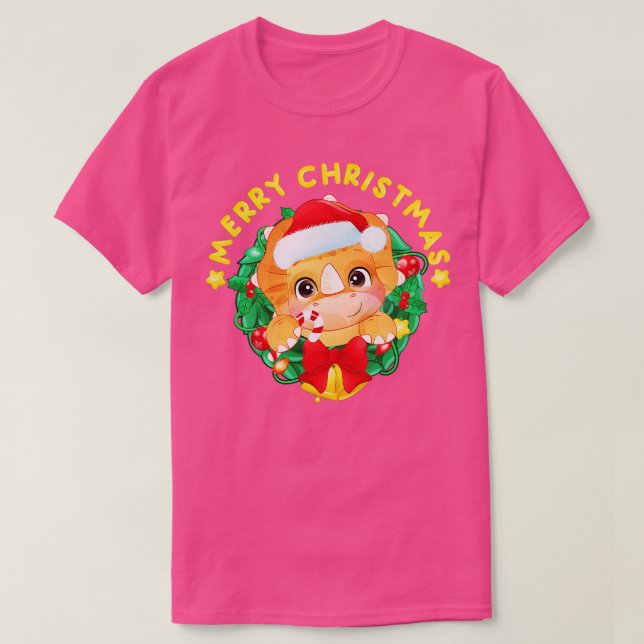 Camiseta Árvore do Dinossauro Engraçado de Natal Rex (Frente do Design)