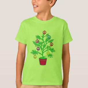 Camiseta Árvore do feriado da árvore da paz com símbolos