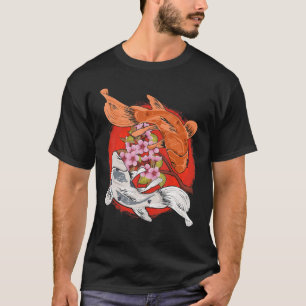 Camiseta Árvore do Flor de Cereja Japonês Koi Fish Yin Yang