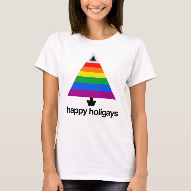 Camiseta Árvore do Orgulho do Progresso de Holigays Felizes (Frente)