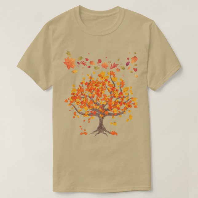 Camiseta Árvore do outono deixa floresta natural cair prêmi (Frente do Design)
