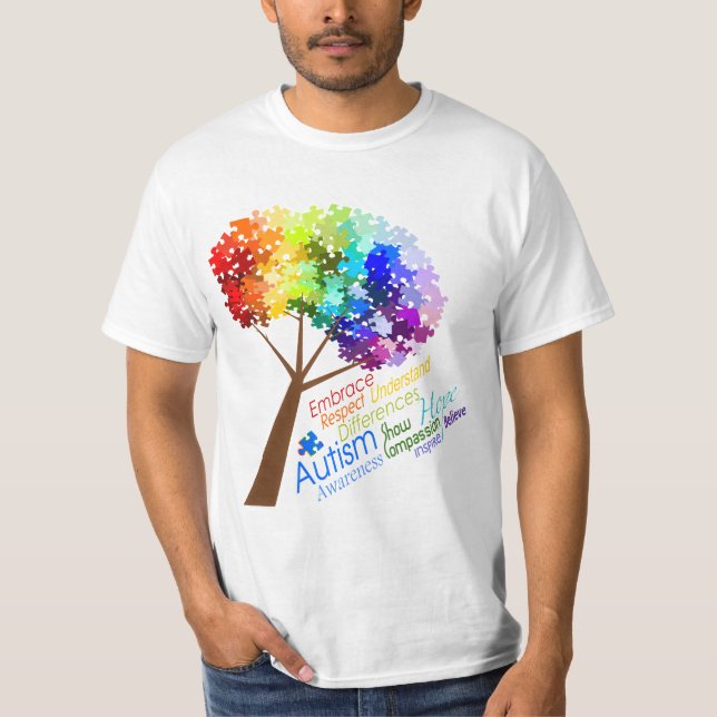 Camiseta Árvore do quebra-cabeça do arco-íris da (Frente)