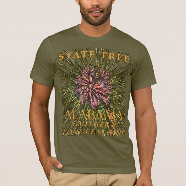 Camiseta Árvore do Território do Alabama O Pinheiro Longlea (Frente)