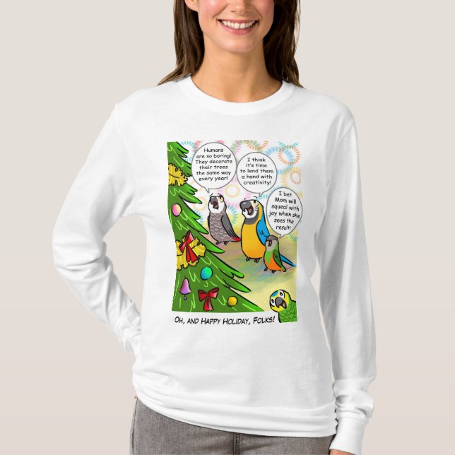 Camiseta Árvore dos papagaios e de Natal (Frente)