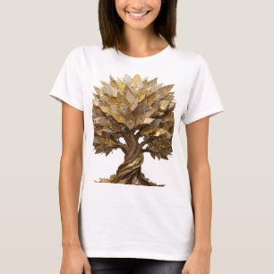 Camiseta Árvore Dourada da Vida Prateada Divertida