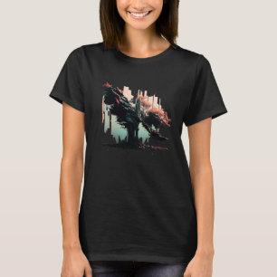 Camiseta Árvore Dragão de Streetwear de Impressão Retroativ