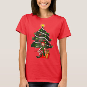 Camiseta Árvore Elf de Natal Apresentada Bonita