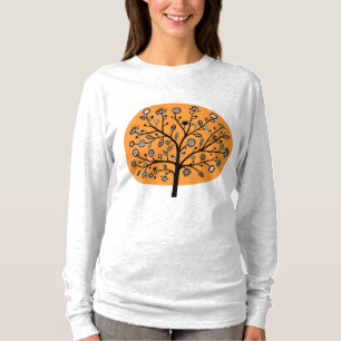 Camiseta Árvore estilizado da flor - luz - laranja