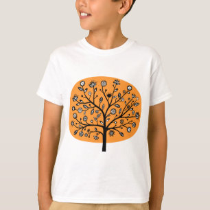 Camiseta Árvore estilizado da flor - luz - laranja