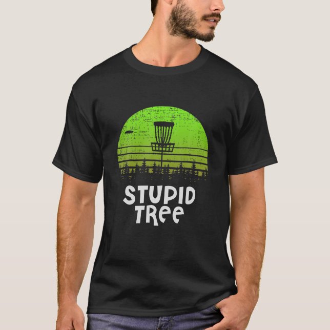 Camiseta Árvore Estúpida Discgolf Funny Disc Golfer Retro V (Frente)