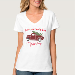 Camiseta Árvore Feliz de Natal da Família Truck