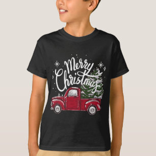 Camiseta Árvore Feliz de Natal em Cos de Carro Vermelho