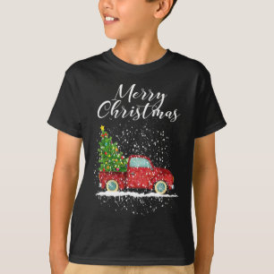 Camiseta Árvore Feliz de Natal no Carro Xmas Red Truck Vint