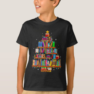 Camiseta Árvore Feliz Natal Amante de Livros Bibliotecário