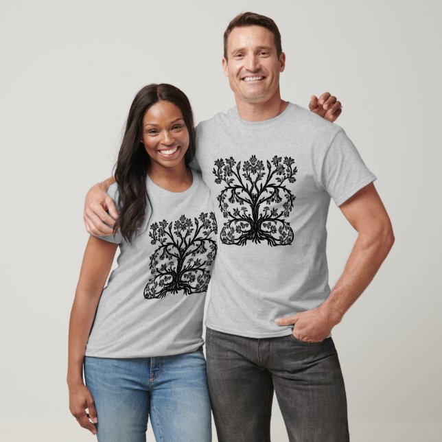Camiseta Árvore Floral da Vida em Preto (Unissex)