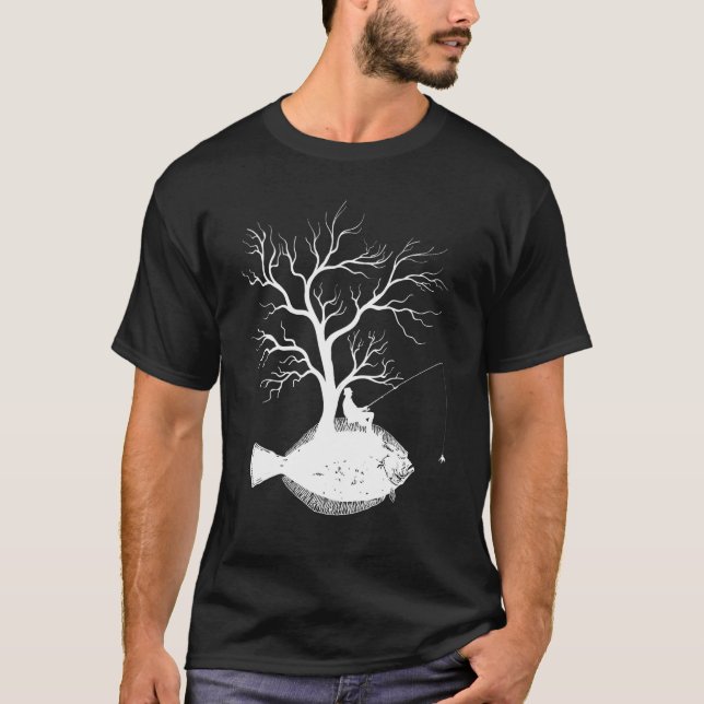 Camiseta Árvore Gráfico Pesca Rod Fish Fluido (Frente)