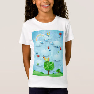 Camiseta Árvore grande e peixes voadores