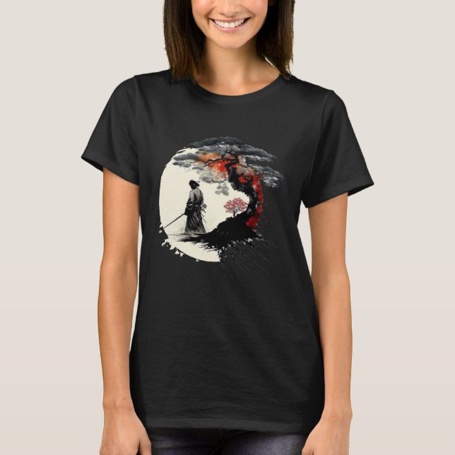 Camiseta Árvore Japonesa da Paz da Guerra Samurai (Frente)