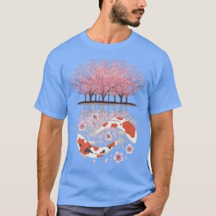Camiseta Árvore Koi Sakura de cabeça para baixo Flor de Cer